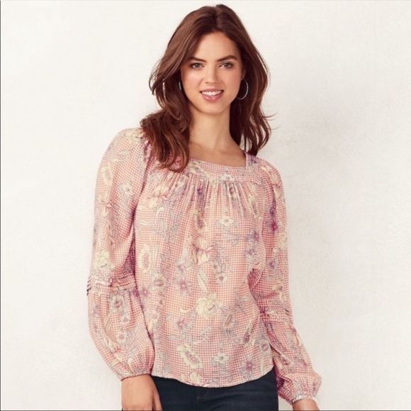 LC Lauren Conrad Tops - LC Lauren Conrad floral pheasant boho shirt Size XS
